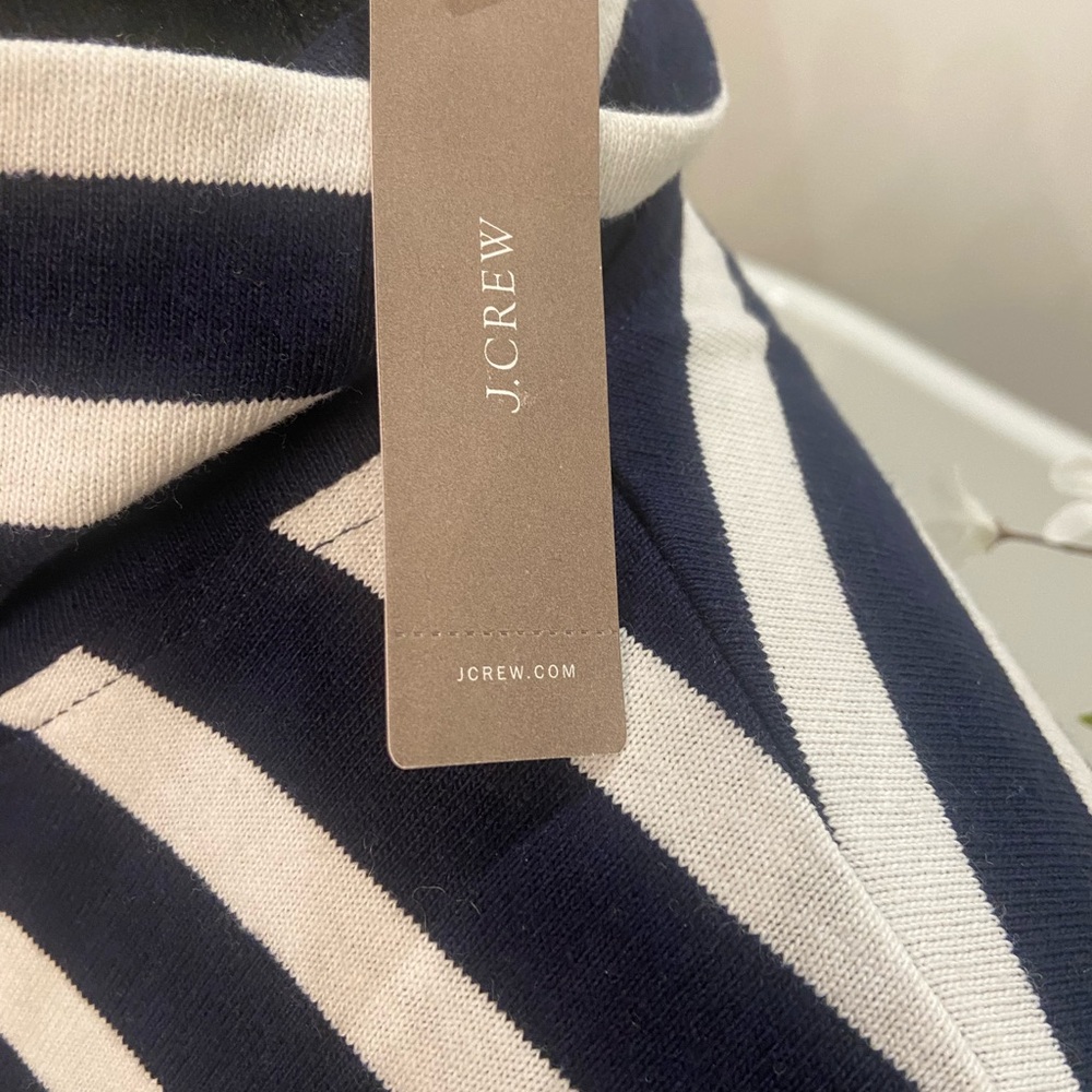 J. Crew Women’s  Navy and Cream Striped Long Sleeve with Bow - Picture 4 of 15